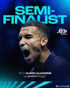 阿利亚西姆2-0淘汰兹维列夫，晋级ATP年终总决赛的半决赛