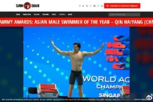 覃海洋李冰洁获评亚洲最佳游泳运动员